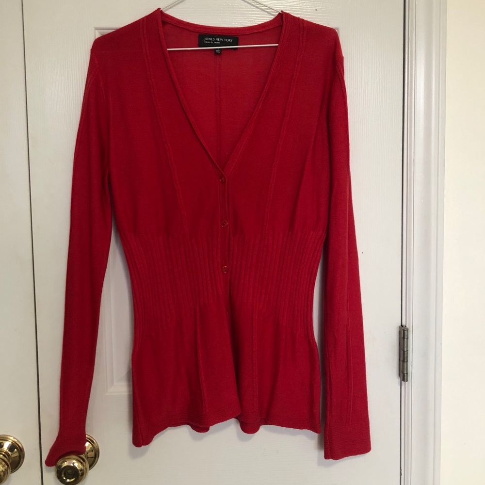 Jones New York red cardigan